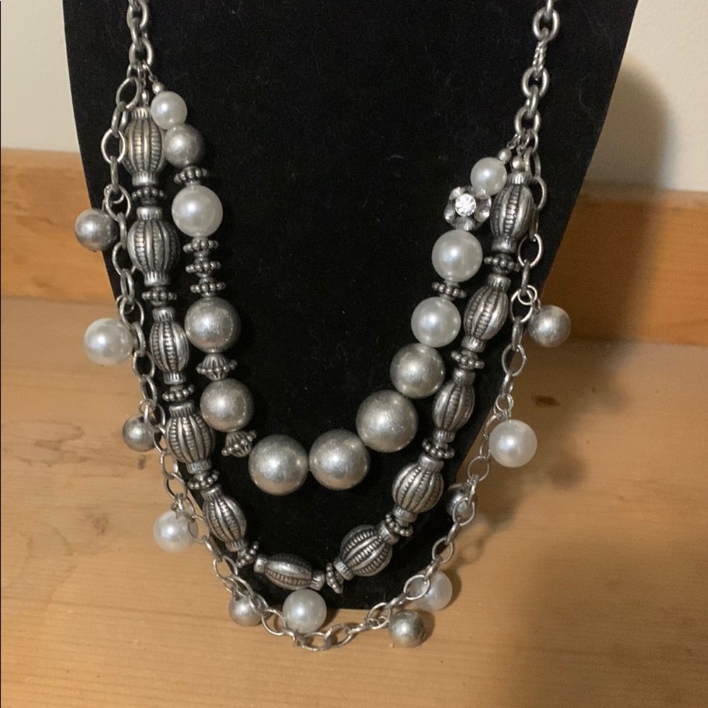 Bijoux Terner Silver and White Multi-Strand Necklace